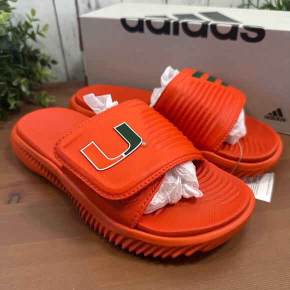 Adidas Miami Alphabounce Slide 2.0 University of Miami Sandals Unisex Size M5 W6 - Picture 3 of 8